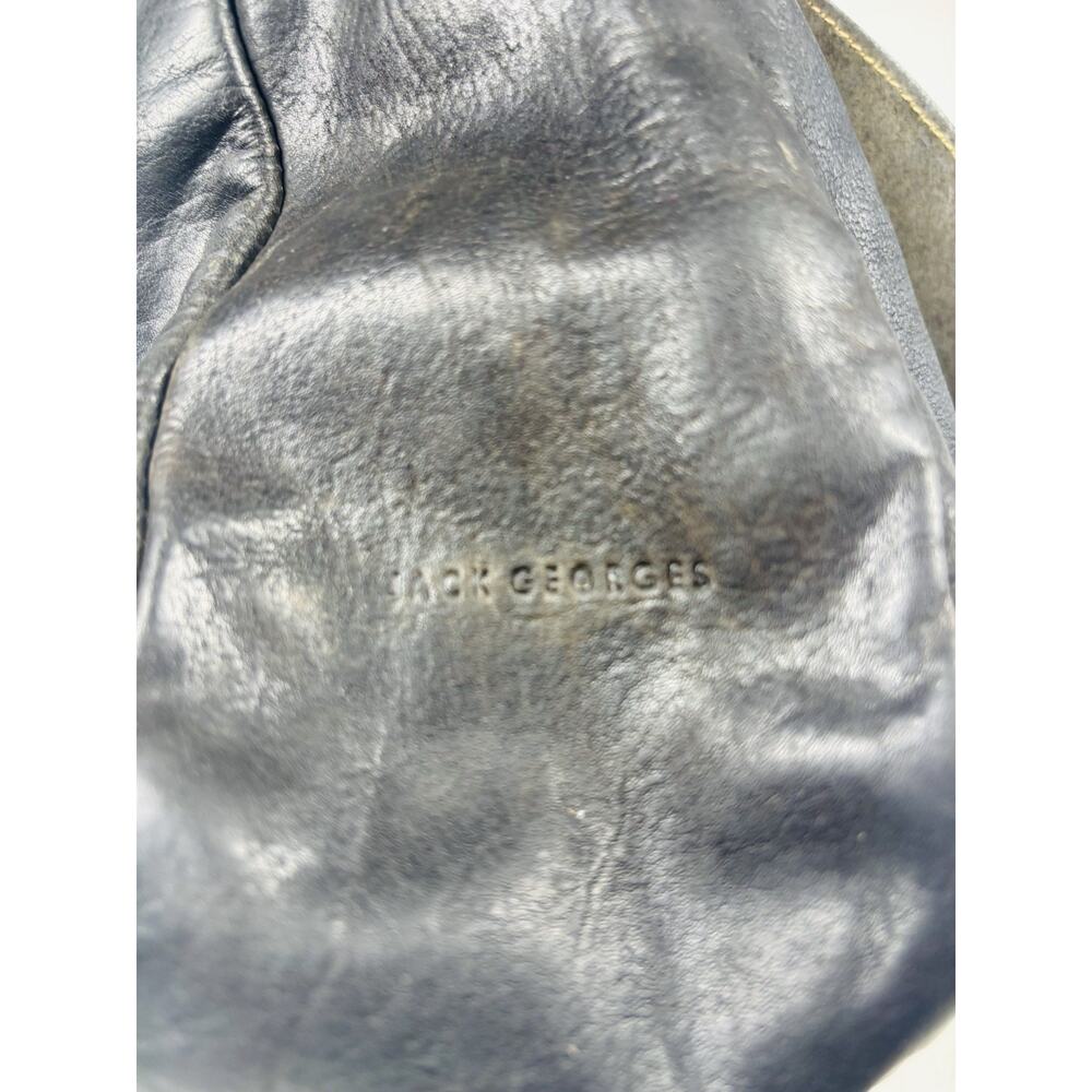 Jack Georges VTG Voyager Crossbody Bag Black Messenger Leather Distressed - Picture 12 of 16